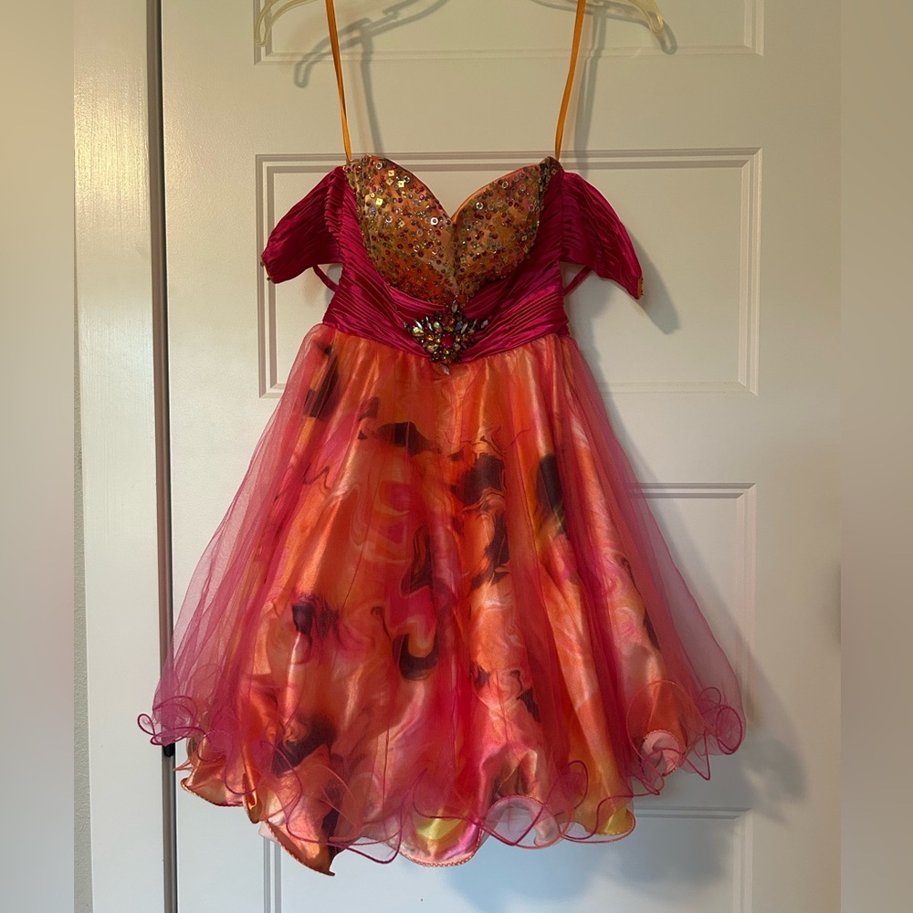 Vibrant Pink and Orange Dress